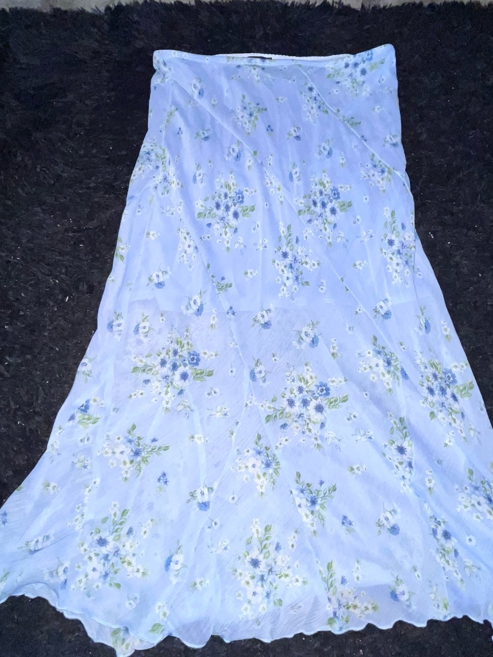 BCX Light Blue Floral Maxi Skirt